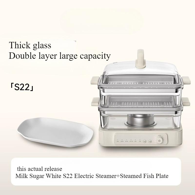 220V Glass Electric Steaming Pot Home Multi Functional Steaming And Stewing  Stainless Steel  Large Capacity 220V