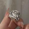 925 Sterling Silber Ringe für Damen Geometrischer Feinschmuck Fingerverstellbar Einfacher Retro Blumenring für Party Geburtstagsgeschenk