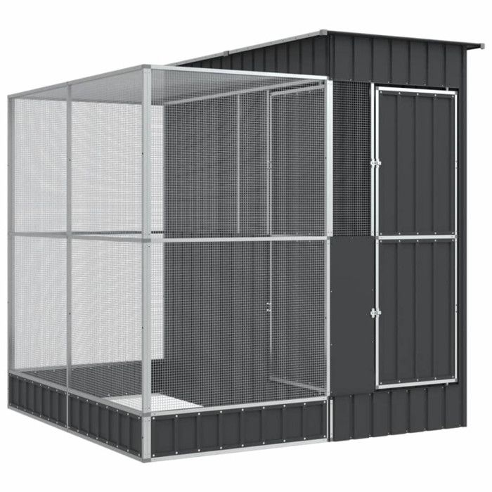 Aviary with Silver Extension 209x203x216 Cm Steel