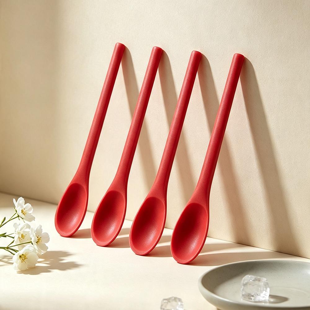 4Pcs Salad Mixing Spoon Nonstick Silicone Cooking Spoon Long Handle Spoon Baking Spoons Salad Stirring Mixing Serving Scoop Cuchara