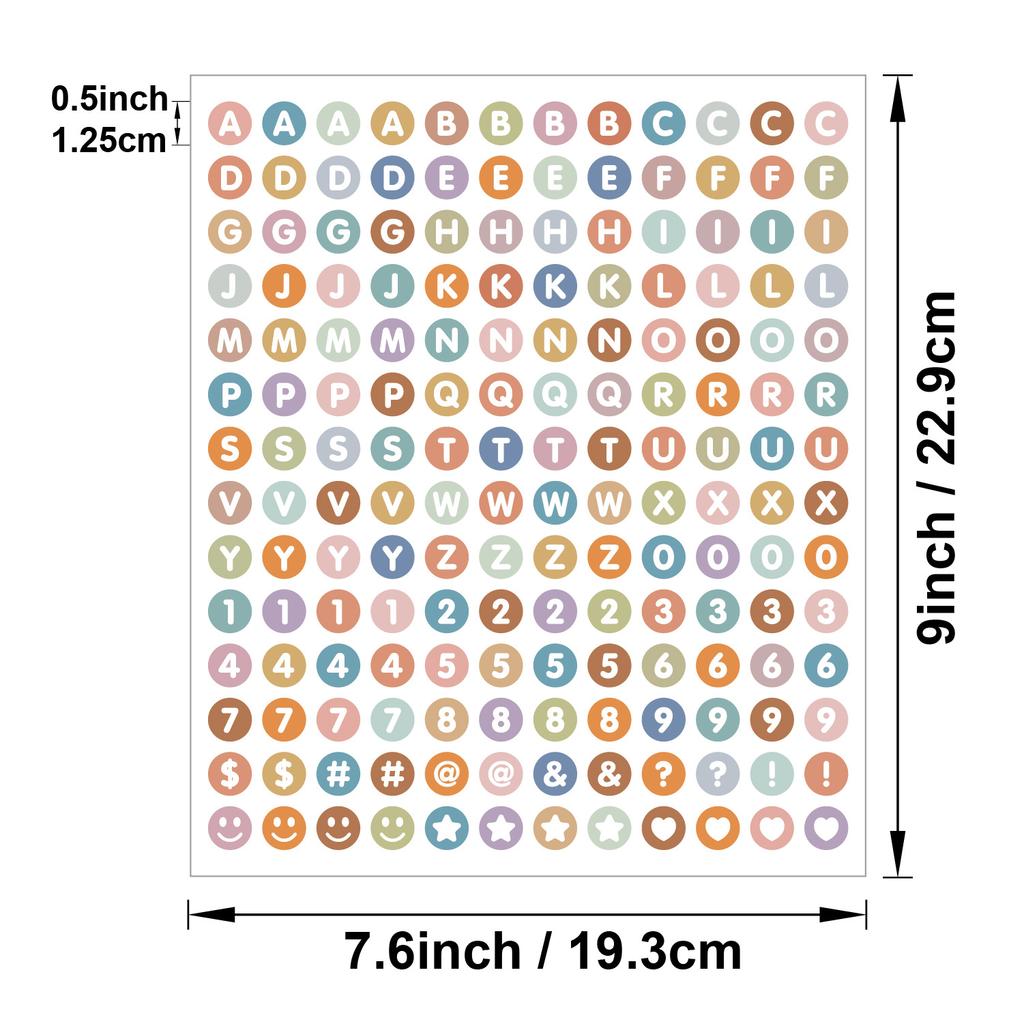 0.5-inch Letter Sticker Small Dot Waterproof DIY Card Item Logo Hand Account Scrapbook Letter Sticker