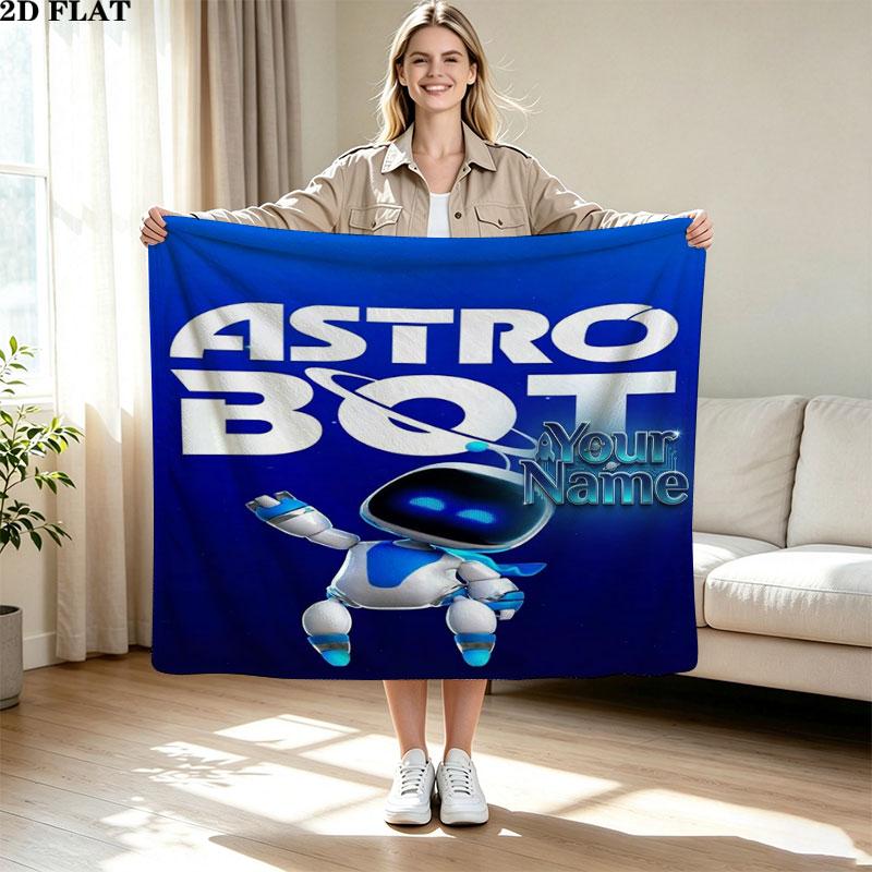 1PC ASTRO BOT Custom Name Patterned Flannel Blanket Suitable For All Seasons for Home Decor Warmth and Comfort Gifts Holiday Present