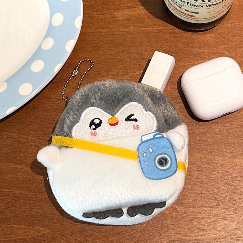 Soft Fluffy Plush Penguin Coin Purse Cartoon Keychain Holds Coins Zero Wallet Cute Mini Storage Bag Gifts For Kids Girls