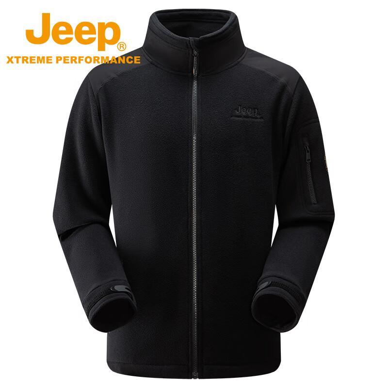 Мужской флисовый кардиган-свитер JEEP с воротником-стойкой J332094299 XL чёрный