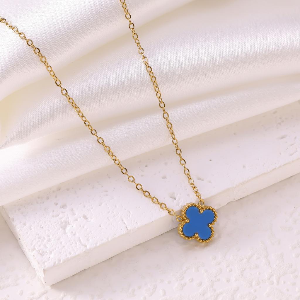 Lucky Four-leaf Clover Necklace Double-sided Titanium Steel Fade-resistant Women's Light Luxury High-end Sweater Chain