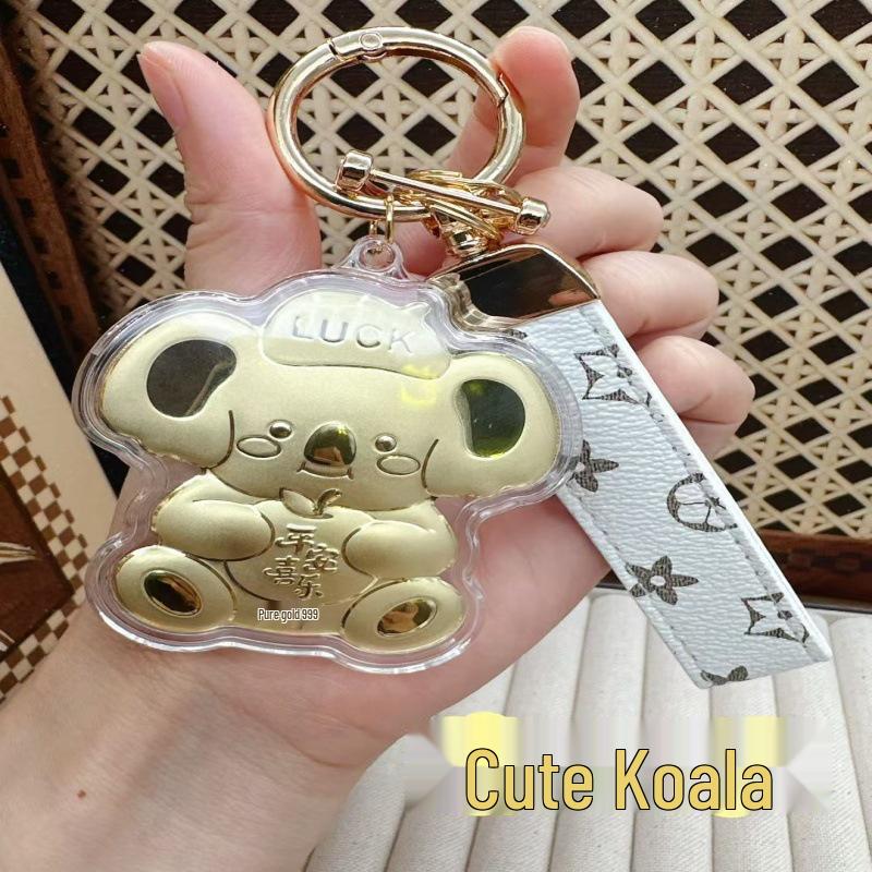 Panda Peace and Joy 999 Fine Gold Pendant Keychain Bag Charm