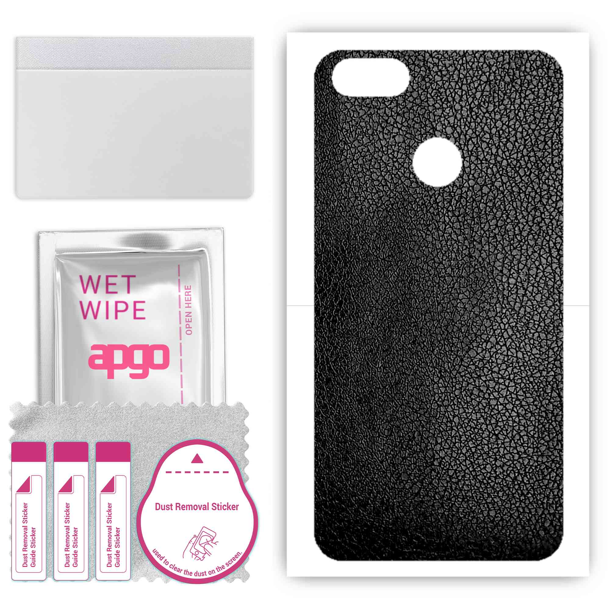 

apgo Protective Skin Sticker for the back compatible with Huawei P9 lite mini, Wrap Film, Foil, Vinyl - Pattern Black Leather