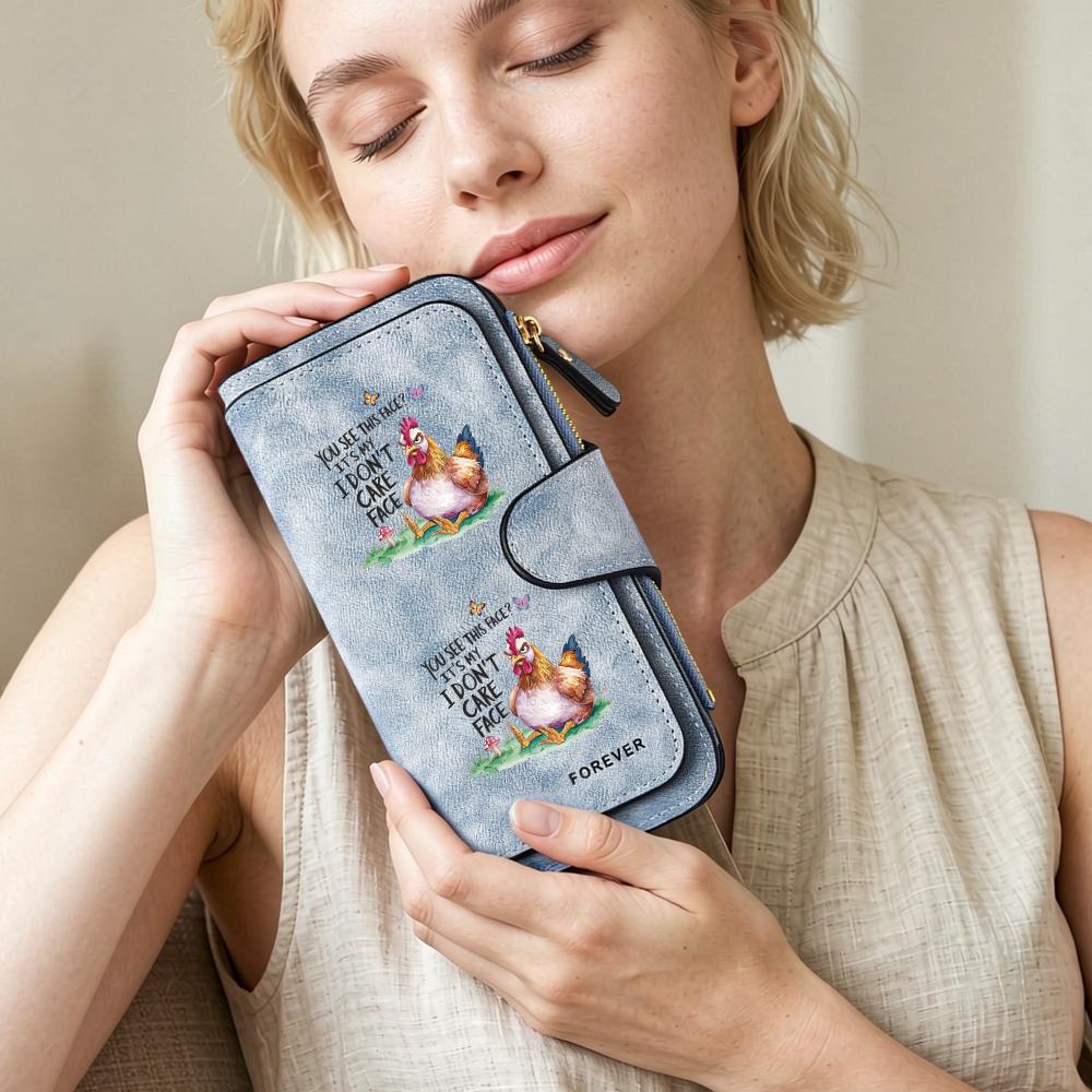 Funny Chicken Print Women Leather Wallet Large Capacity Multi Card Holder Casual Portable Purse