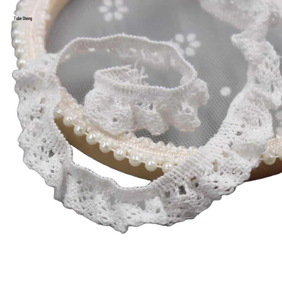 Off-White Elastic Cotton Lace Handmade Fabric Trim for Socks, Skirts, and Curtains - Zuleidezhu.