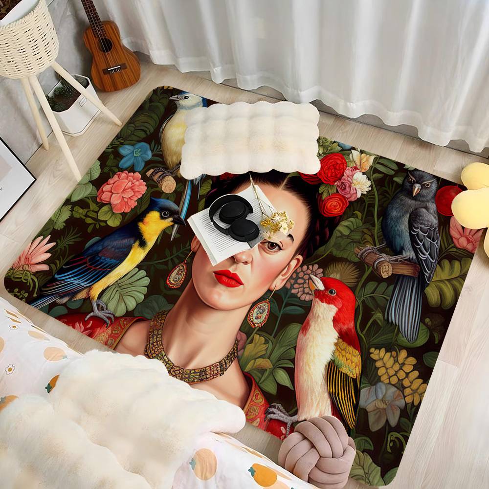 Tappetino Vintage Artista F-Frida K-Kahlo Stanza dei Bambini Decorazione Camera da Letto Balcone Tappetino Antiscivolo Tappetino Ingresso Tappeto