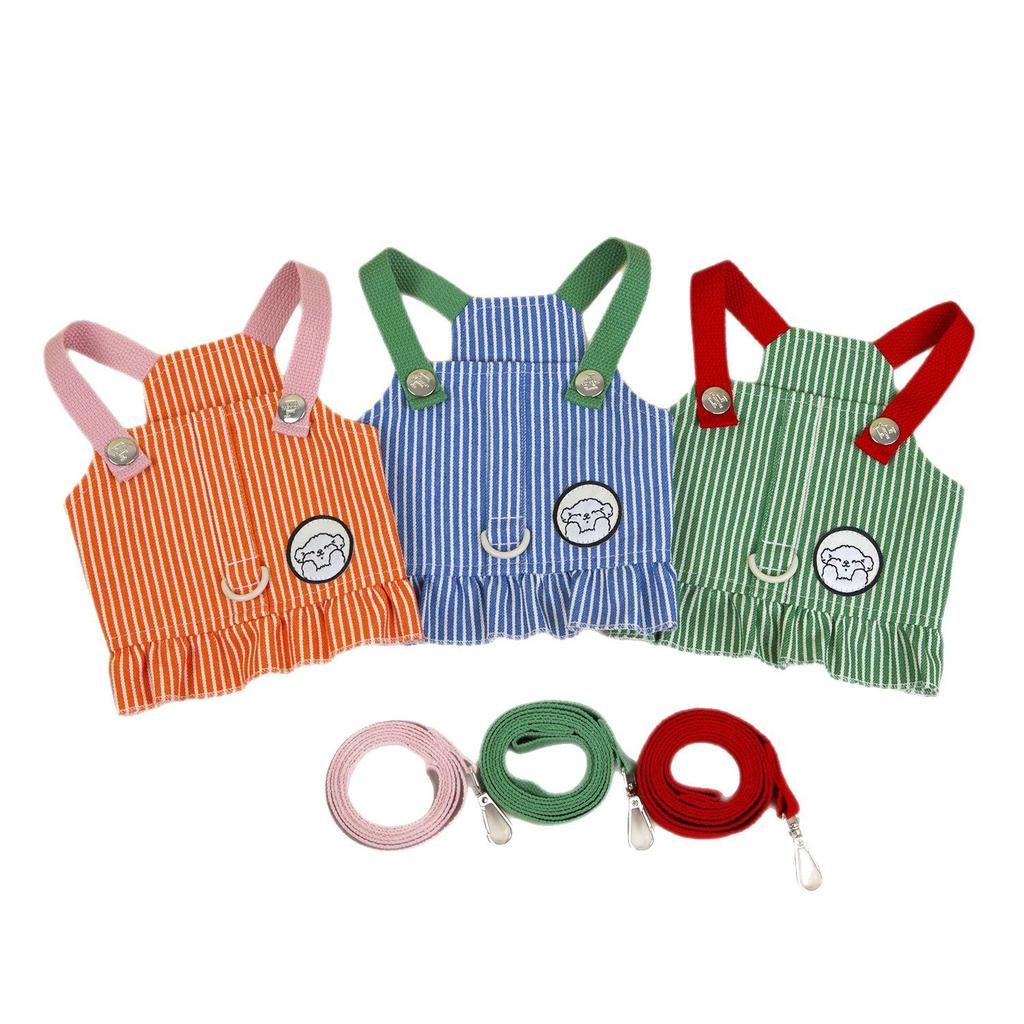 Dog Cat Clothes Summer Light and Breathable Cute Blue Stripes Simple Pet Traction Sunscreen Cool Clothes
