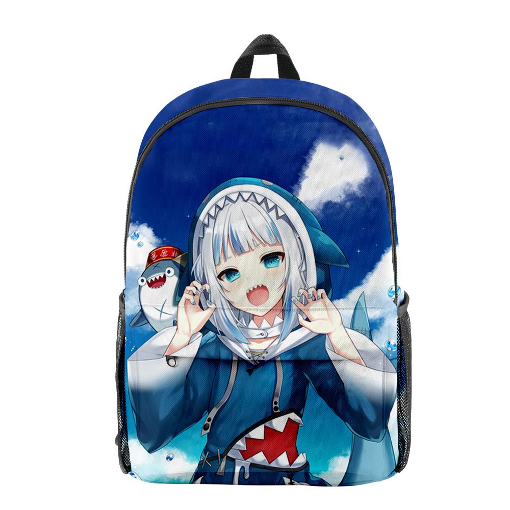 Classic Novelty Gawr Gura Cute Shark pupil Bookbag Notebook Backpacks 3D Print Oxford Waterproof Boys/Girls Travel Backpacks