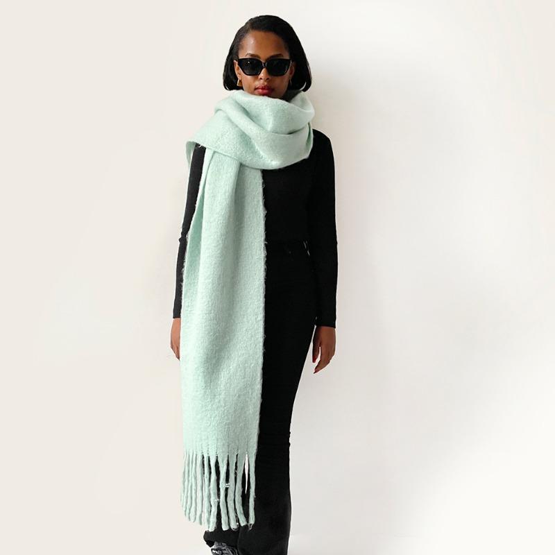 Solid Color Mohair Scarf New Scarf Vacuum Packaging Autumn and Winter Scarf Women