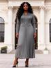 Elegant Plus Size Pure Color Beaded Dress with Miyake Pleats