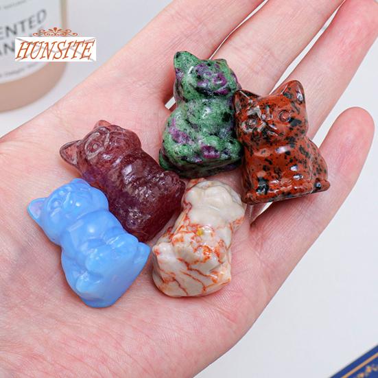 Faux Crystal Cat Statue, Adorable Appearance, Mini Lucky Cat Figurine