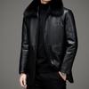 Genuine Leather Jacket Men's Casual Thickened Short Lapel Down Jacket Jacket Plus Cashmere Sheepskin Jacket Winter