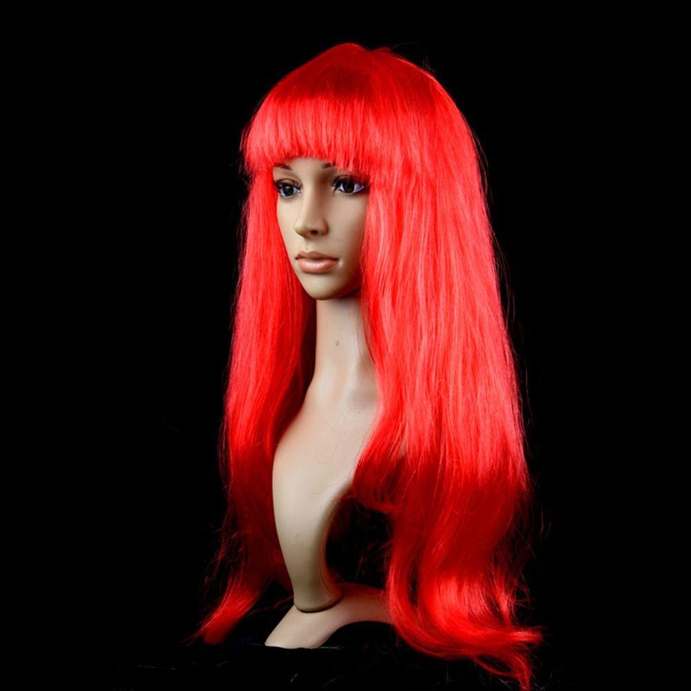 Women's Clothing Hot High Temperature Synthetic Line Thick Hair Masquerade Dazzle Long Hair Long Straight Wig Women's Bangs