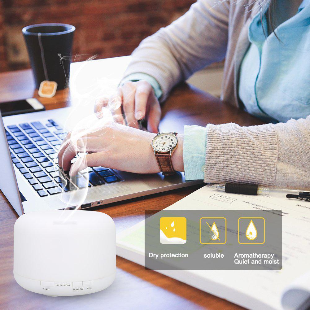 MUJI 500ML Wood Grain Aroma Diffuser & Air Purifier - 5V USB Humidifier for Home