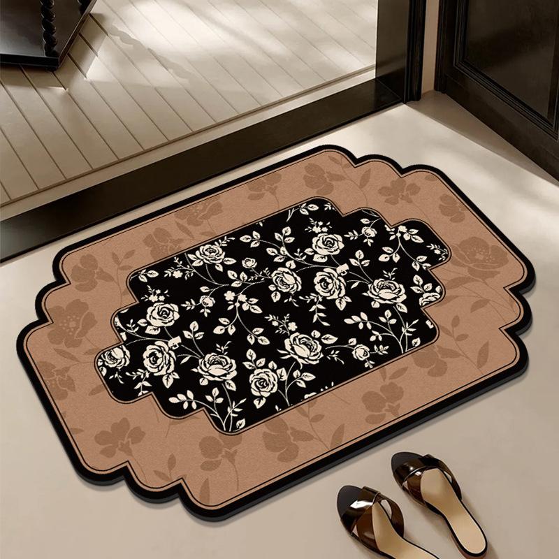 Medieval Style Diatom Mud Floor Mat, Bathroom Water-Absorbing Quick-Drying Non-Slip Floor Mat, Bathroom Door Dirt-Resistant And Easy-To-Take-Care