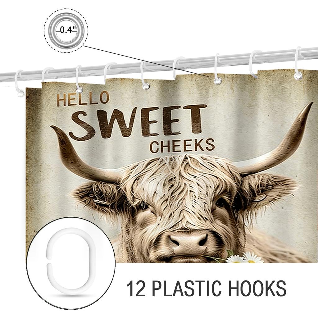 Highland Cattle Shower Curtain Simple Bath Sets Waterproof Non-Slip Bathroom Rug Toilet U With 12 Hooks Home Deco Free Ship Eye
