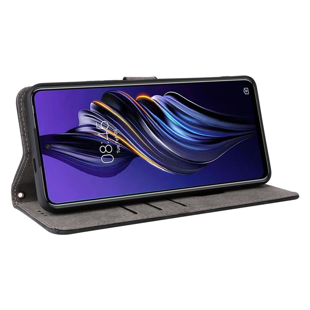 PU Lederhülle für TECNO Pova 5 4G LH7N, Ständerhülle RFID-blockierende Brieftasche Handyhülle mit Riemen