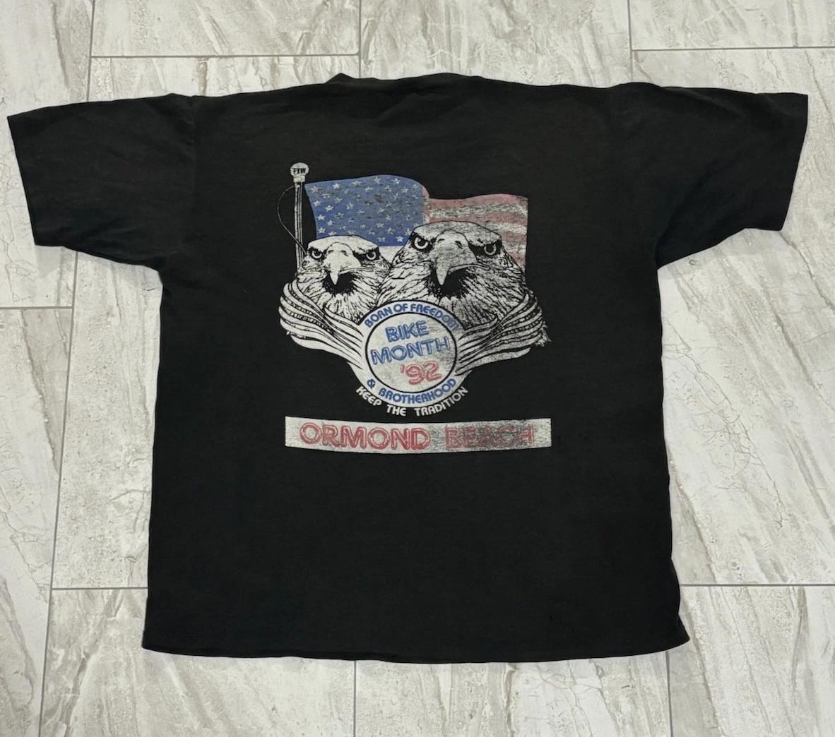 VTG 90s Biker Pocket Motorcycle T-Shirt Men s Size XL Bike Month 1992 Distressed XL