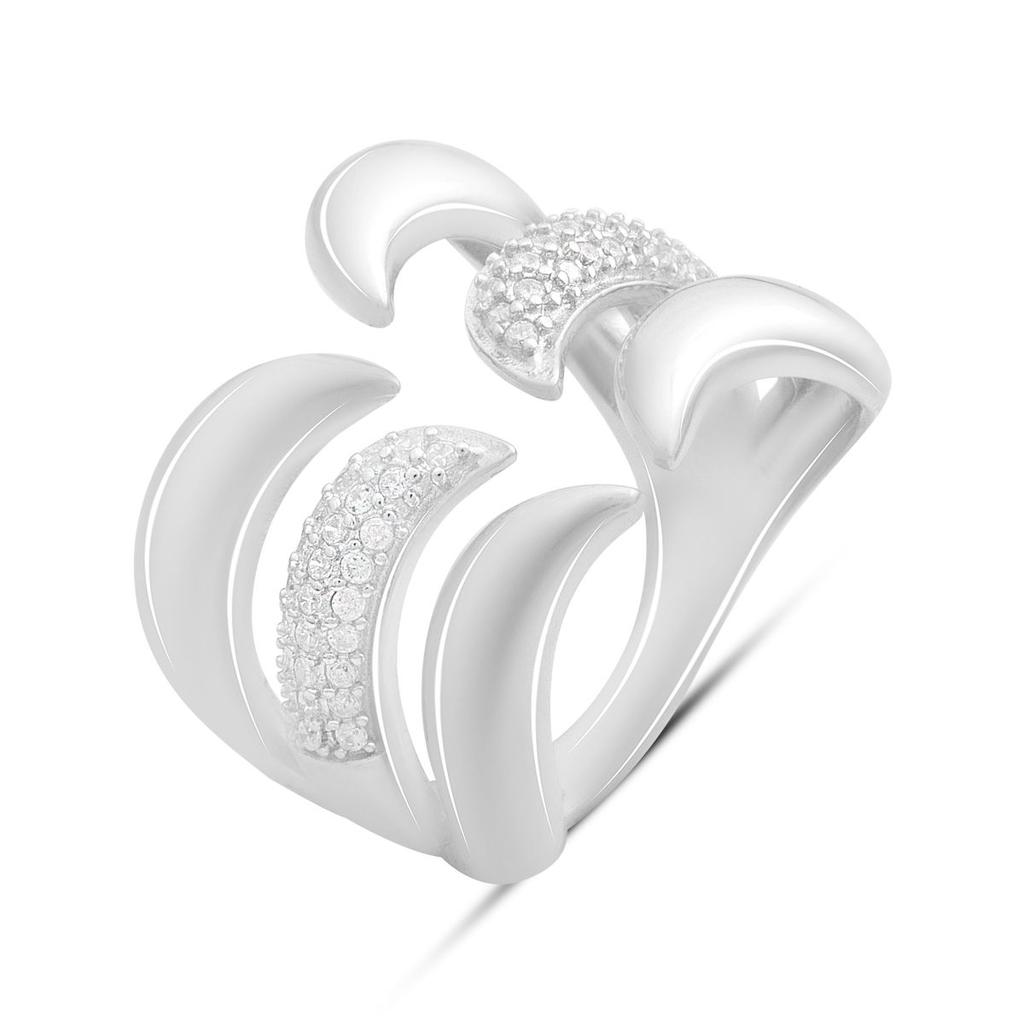Серебряное кольцо с фианитами, вес изделия 6,89 гр (2192046)