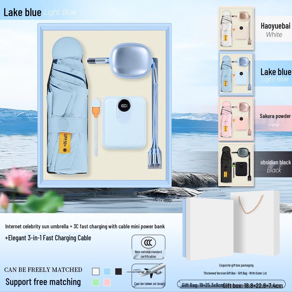 Summer Cool Fan & Umbrella Gift Set - Perfect Anniversary or Customer Appreciation Souvenir