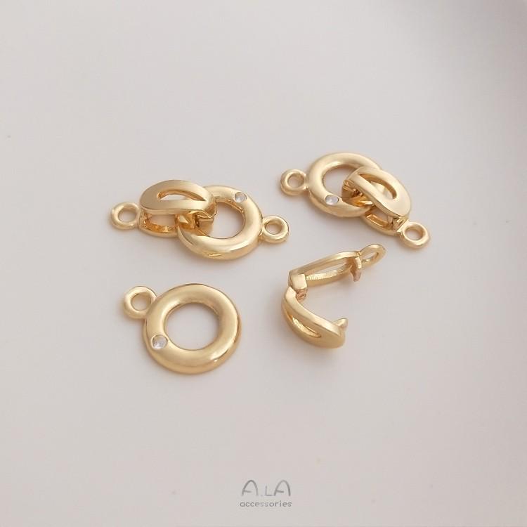 14K Gold-Filled Zircon Snap Clasp for DIY Necklaces and Bracelets