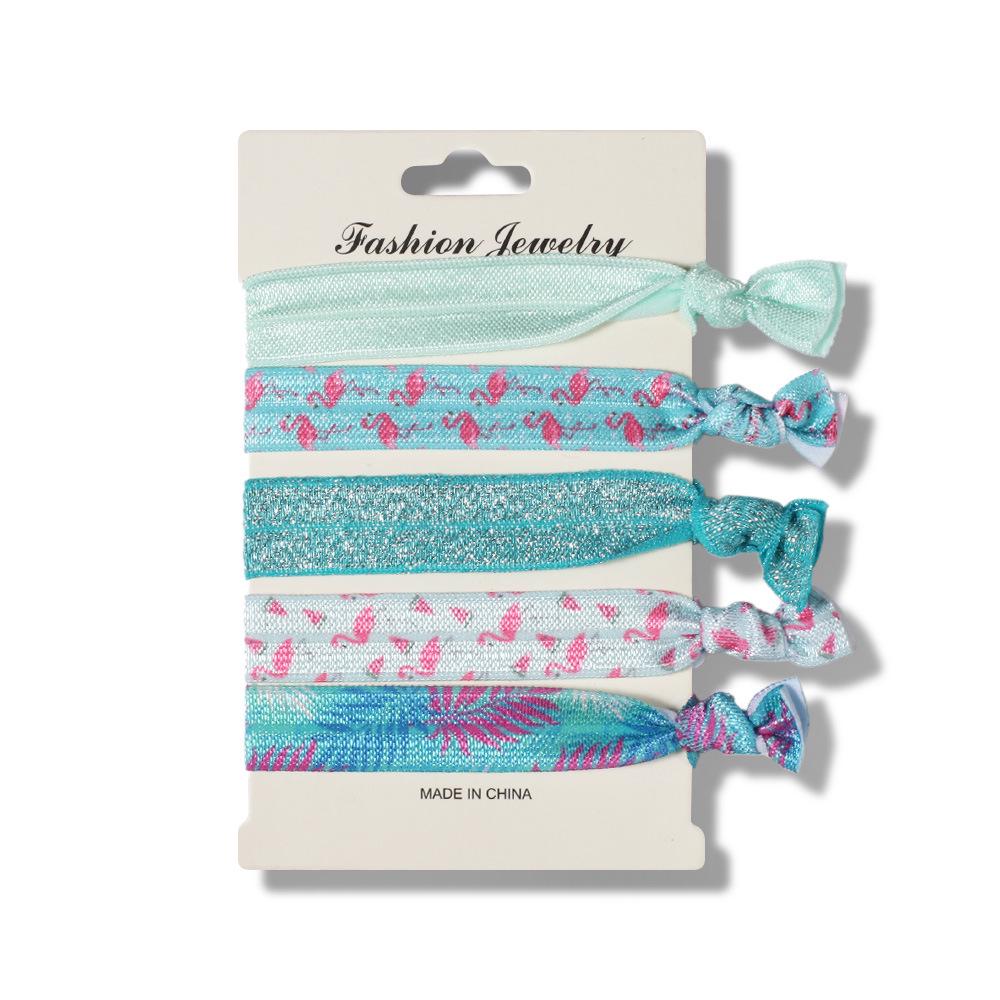 

Эластичная резинка для волос в корейском стиле с тропическим дизайном фламинго и единорога