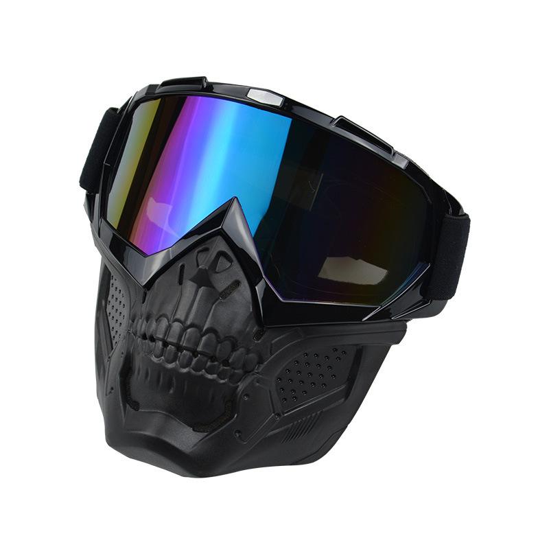 Anlorr New motorcycle riding windproof goggles with detachable sunshade, UV protection, skull face mask, and wind shield