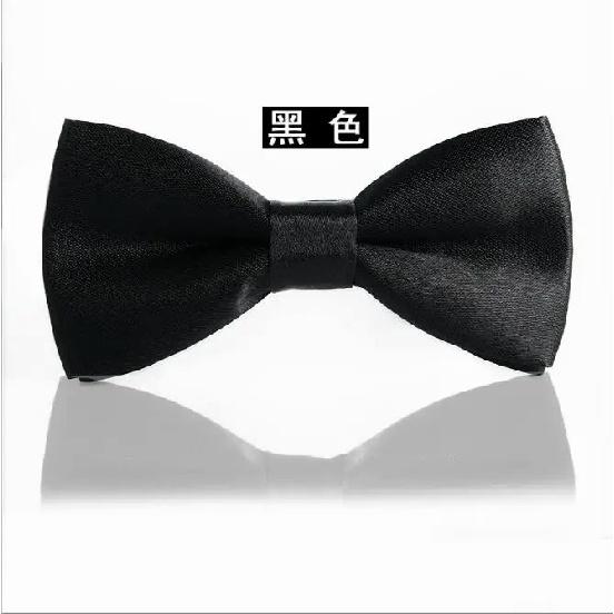 

Детский галстук-бабочка, однотонный черный двухслойный тканевый галстук с блестками, однотонный для студентов, для детей Size fits all-Fabric
