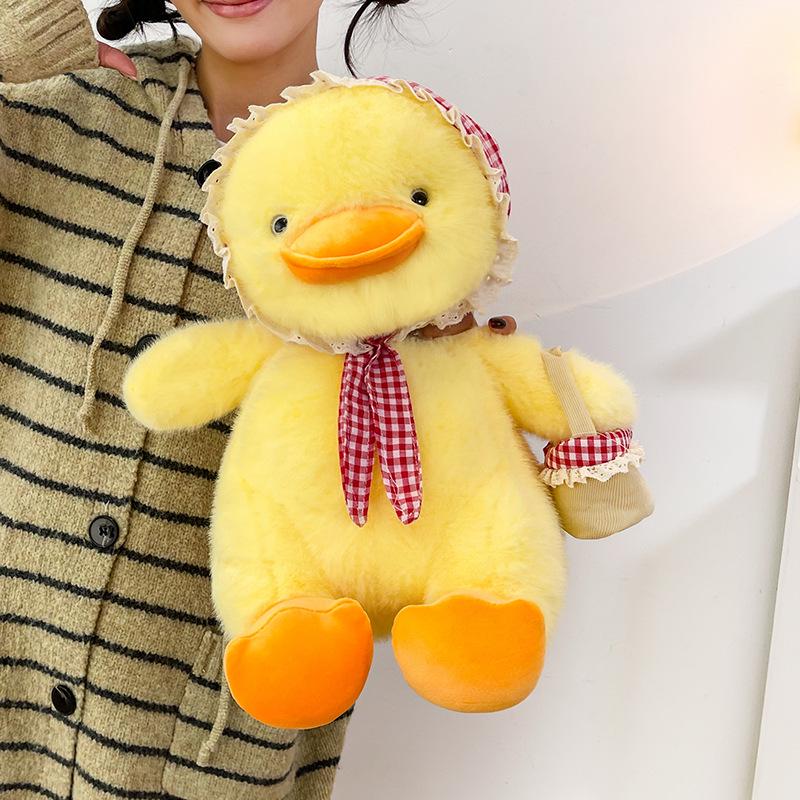 Yellow Duck Plush Toy with Scarf - Cute Little Doll Animal Figure, Perfect Birthday Gift Ornament