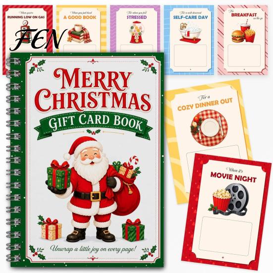 Álbum de Tarjetas Decorativo para Fiestas, Portatarjetas Regalo Feliz Navidad, Folleto Portador Único Espiralado DIY, Regalos de Navidad para Familia, Amigos, Celebraciones