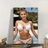 Vibrant Girl Art Print - Sexy Bikini Woman By Pool Aluminum Plate Home Office Decor Birthday Valentine's Day Gift