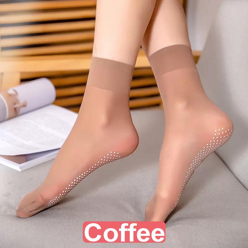 Ultra-thin Breathable Socks Women Non-slip Transparent Elastic Crystal Silk Socks Nylon Ladies Summer Short Ankle Socks