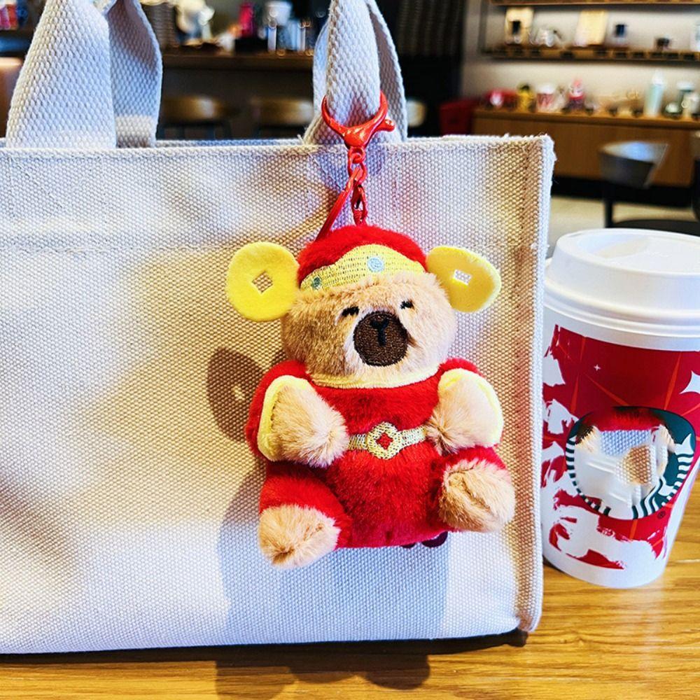 

New Year Capybara Plush Doll Pendant God of Wealth Snake Year Plush Toy Capibara Keychain Kids