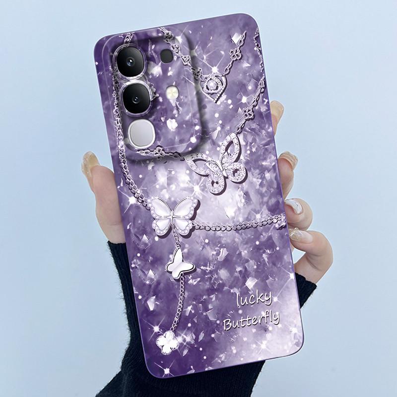 For Vivo Y29 4G Phone Case Fashion Simplicity Oil Painting Flower Soft Liquid Silicone Shell Back Cover For Vivo Y 29 4G Fundas