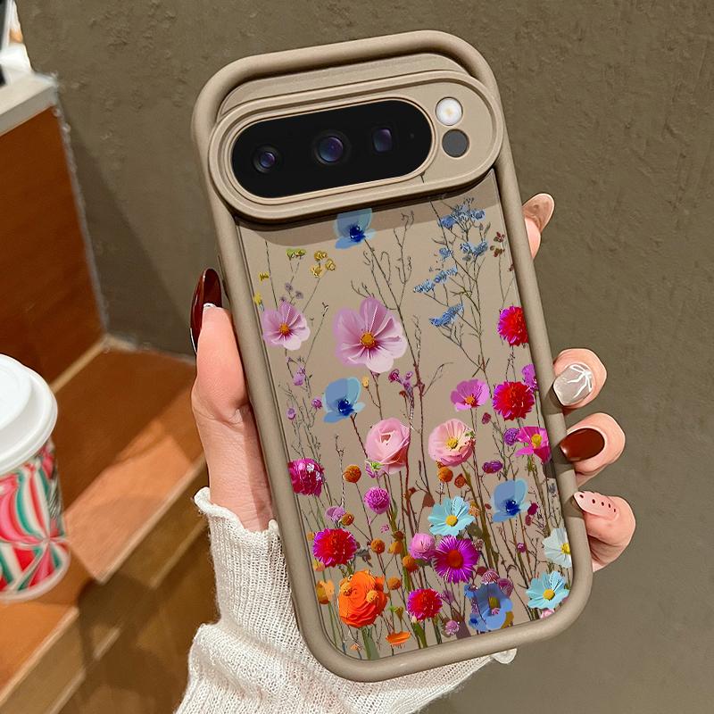 Vivid Flower Pattern Soft Matte Phone Case For Google Pixel 9 Pro XL 8 Pro 8A Rose Floral Print Shockproof Lens Protection TPU Bumper Cover