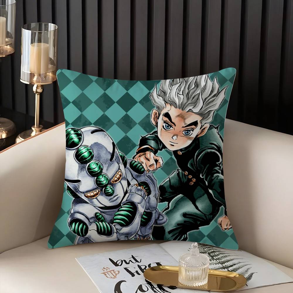 J-JoJo B-Bizarre Adventure Pillow Case Home Dorm Chair Back Short Plush Double-sided Printing Office Nap Time Cushion Cover