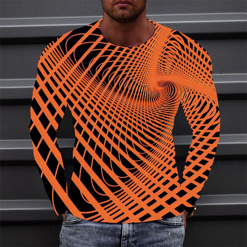 Funny Optical Illusions Graphic T Shirt Fashion Casual 3D Printed Long Sleeve T-shirt Catch Eyes Streetwear Personalization Tees