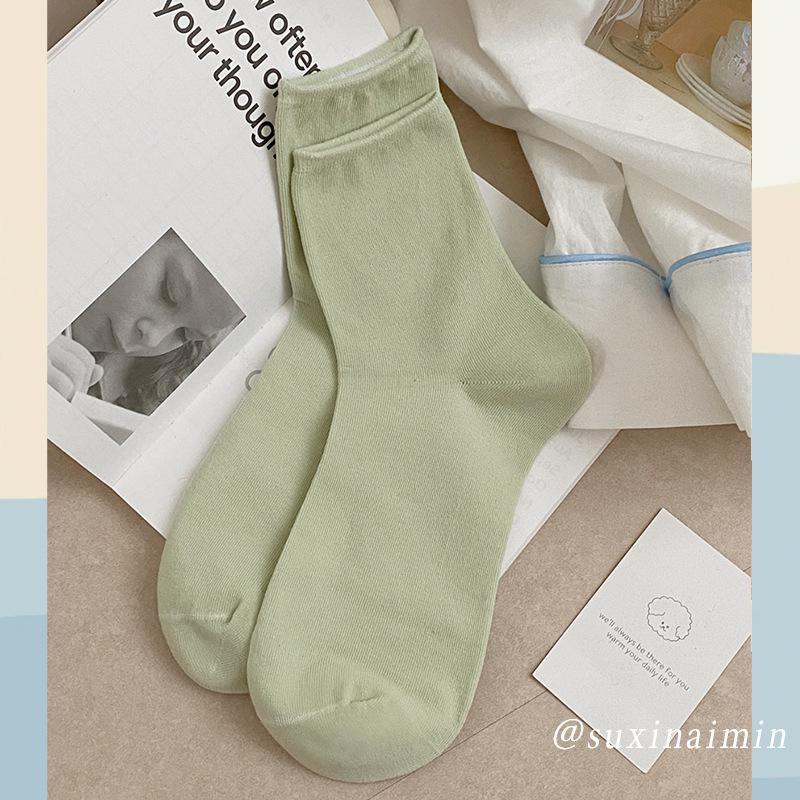 Twist Button Wool Socks Children'S Medium Tube Socks Korean Thickened Warm Maillard Long Texture Stacking Socks