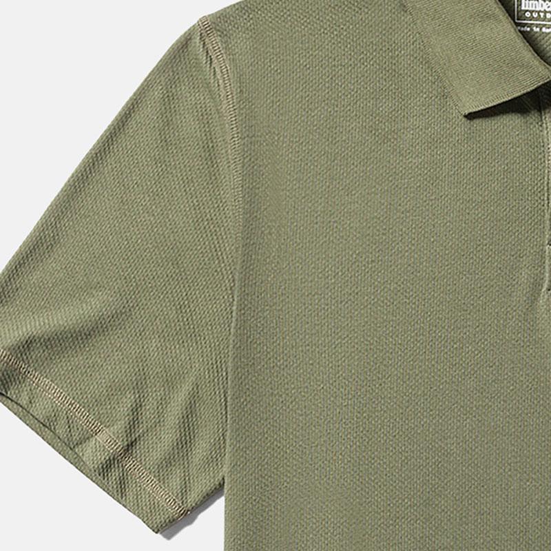 Timberland Solid Color Outdoor Breathable Moisture-Wicking Polo Shirt Men tops Cassel-Green A2ND5-590