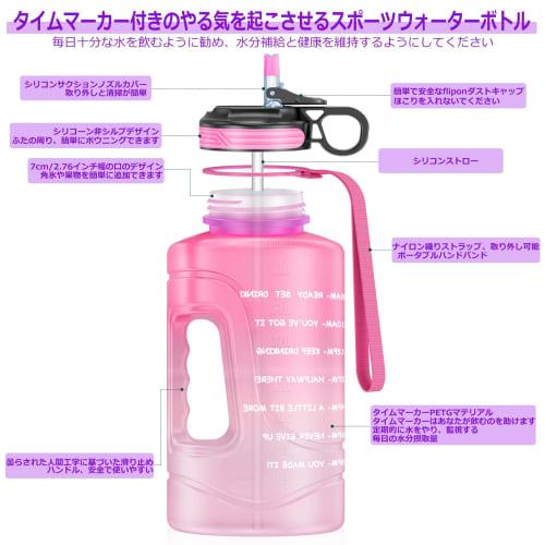 Ambertech Large Capacity Water Bottle, 2.2L Sports Bottle, Half Gallon, with Straw, Leak-Proof Wide Mouth, BPA-Free, with Handle, Ideal for Gym, Cycli