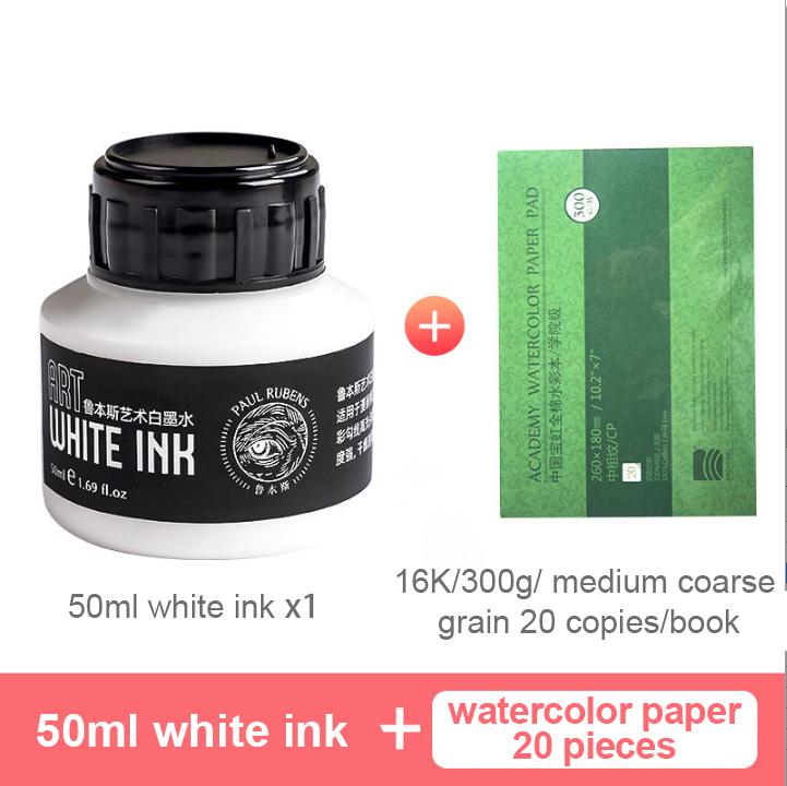 50ml White Ink for Drawing Illustration Hand-Painted Highlights Hook Line Corrections Highly Opaque Quick-Drying Art Manga Ink