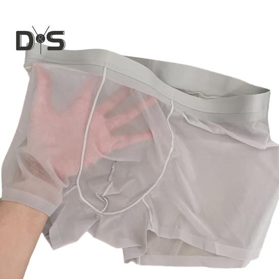 Men Boxer Underwear Elastic Mid-Waist Design U-Convex Thin Perspective Shorts Briefs Seamless Panties Daily Wear