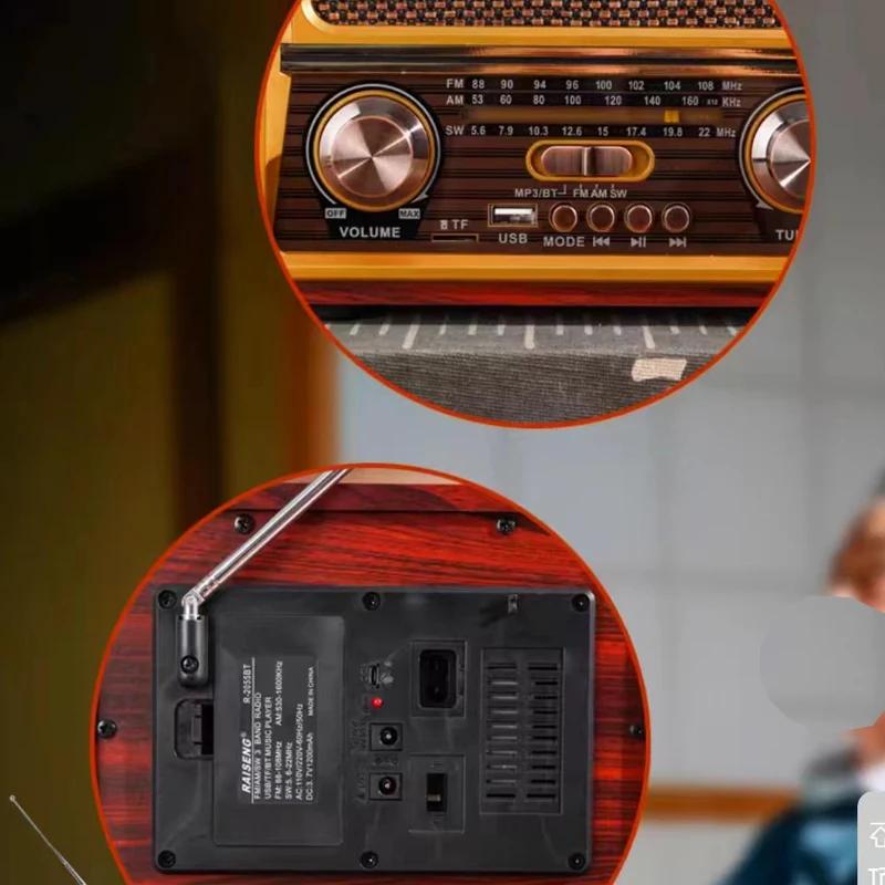 Holz Drahtloser Bluetooth Lautsprecher Radioempfänger Wiederaufladbar FM/AM/SW UNTERSTÜTZT USB/SD/TF HIFI Sterero MP3-Player