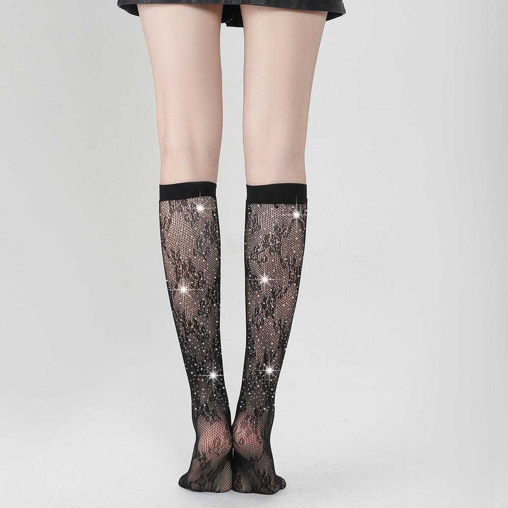 Legs socks medium tube socks hot diamond new short socks women's socks white diamond solid color