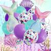 20 Stück Meerjungfrauen-Party-Ballons Set Muschel Folienballon Mädchen Kleine Meerjungfrau Geburtstagsdekoration Gastgeschenke Luftballons Babyparty