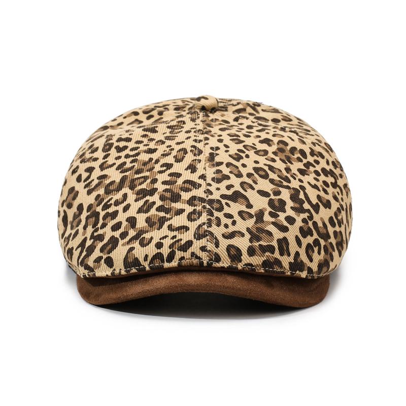 Leopard Print Newsboy Cap - New Style for Spring & Autumn, American Vintage Paperboy Hat